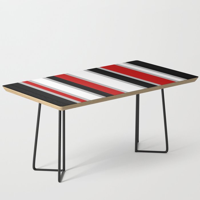 Modern Horizontal Stripes // Red, Gray, Black and White Coffee Table Gallery Image 1