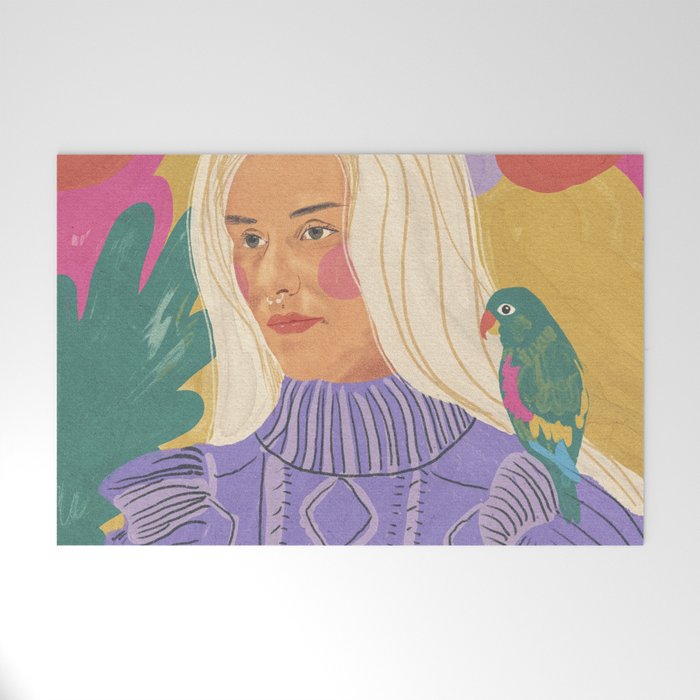 Parrot owner portrait Welcome Mat Gallery Image 1