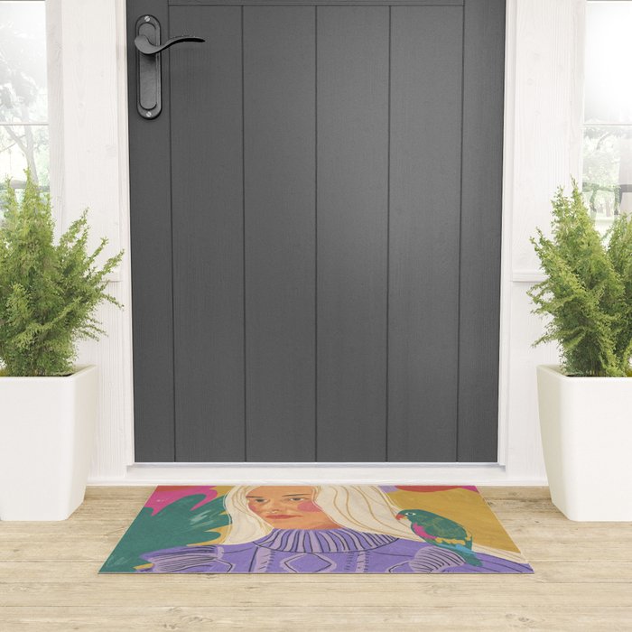 Parrot owner portrait Welcome Mat Gallery Image 3