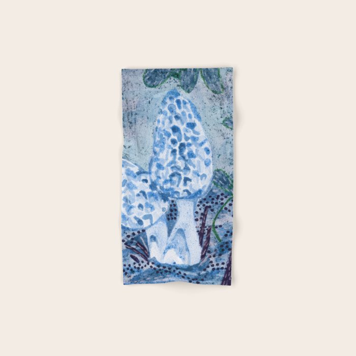Little Morel Mushrooms in Blue Night Bath Towel Gallery Image 1