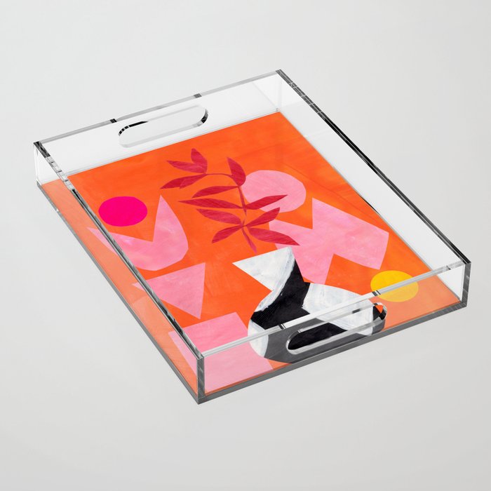 Two Sun Sunset Tribal Vase Acrylic Tray Gallery Image 1