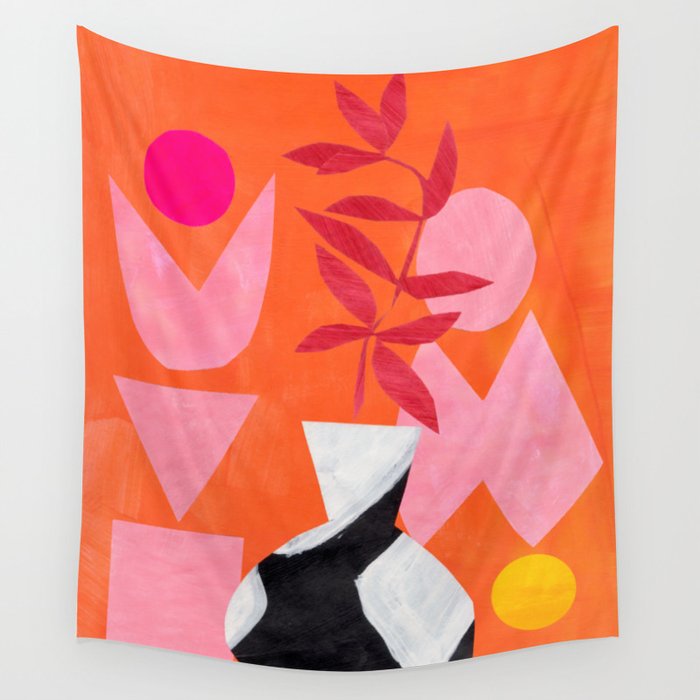 Two Sun Sunset Tribal Vase Wall Tapestry Gallery Image 1