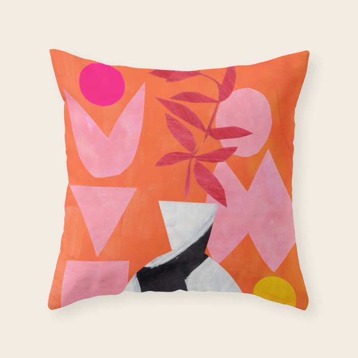 Two Sun Sunset Tribal Vase Throw Pillow Gallery Image 6