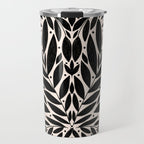 Black and White Folk Leaves  Travel Mug Gallery Image 1
