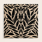Black and White Folk Leaves  Wood Wall Art Gallery Image 1