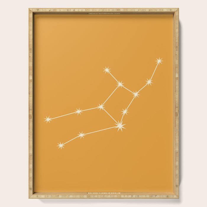 Virgo Zodiac Star Constellation Line Art Peach Orange Serving Tray Gallery Image 1