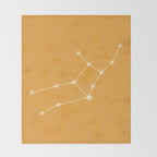 Virgo Zodiac Star Constellation Line Art Peach Orange Throw Blanket Gallery Image 2
