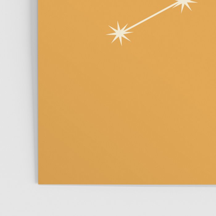 Virgo Zodiac Star Constellation Line Art Peach Orange Poster Gallery Image 3