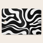 Modern Retro Liquid Swirl Abstract Pattern in Black and White Cutting Board Gallery Image 1