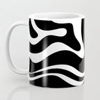 Modern Retro Liquid Swirl Abstract Pattern in Black and White Coffee Mug Gallery Image 3