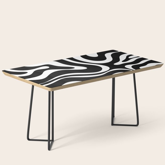 Modern Retro Liquid Swirl Abstract Pattern in Black and White Coffee Table Gallery Image 1