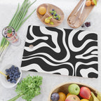 Modern Retro Liquid Swirl Abstract Pattern in Black and White Cutting Board Gallery Image 2