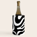 Modern Retro Liquid Swirl Abstract Pattern in Black and White Wine Chiller Gallery Image 3