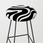 Modern Retro Liquid Swirl Abstract Pattern in Black and White Stool Gallery Image 2