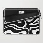 Modern Retro Liquid Swirl Abstract Pattern in Black and White Laptop Sleeve Gallery Image 2