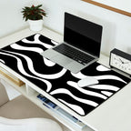 Modern Retro Liquid Swirl Abstract Pattern in Black and White Desk Mat Gallery Image 2