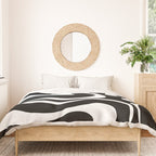 Modern Retro Liquid Swirl Abstract Pattern in Black and White Duvet Cover Gallery Image 3