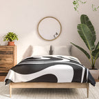 Modern Retro Liquid Swirl Abstract Pattern in Black and White Comforter Gallery Image 3
