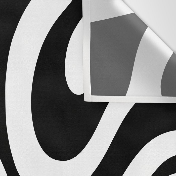 Modern Retro Liquid Swirl Abstract Pattern in Black and White Wall Tapestry Gallery Image 3