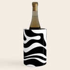 Modern Retro Liquid Swirl Abstract Pattern in Black and White Wine Chiller Gallery Image 2