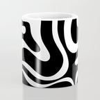 Modern Retro Liquid Swirl Abstract Pattern in Black and White Coffee Mug Gallery Image 4
