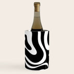 Modern Retro Liquid Swirl Abstract Pattern in Black and White Wine Chiller Gallery Image 1