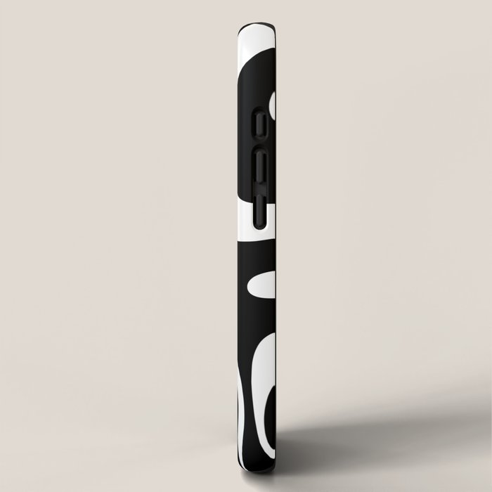 Modern Retro Liquid Swirl Abstract Pattern in Black and White iPhone Case Gallery Image 2
