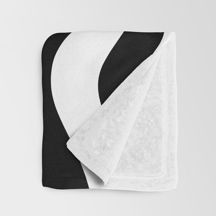 Modern Retro Liquid Swirl Abstract Pattern in Black and White Throw Blanket Gallery Image 3