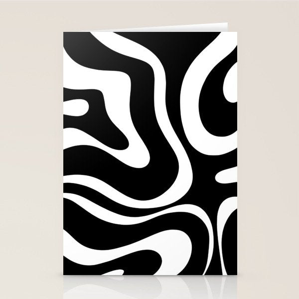 Modern Retro Liquid Swirl Abstract Pattern in Black and White Stationery Card Gallery Image 2
