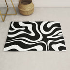 Modern Retro Liquid Swirl Abstract Pattern in Black and White Rug Gallery Image 1