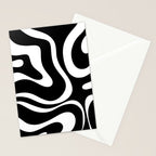 Modern Retro Liquid Swirl Abstract Pattern in Black and White Stationery Card Gallery Image 2