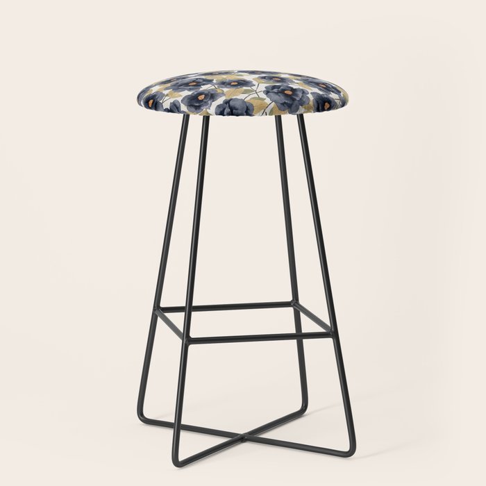 Blue watercolor roses Stool Gallery Image 1