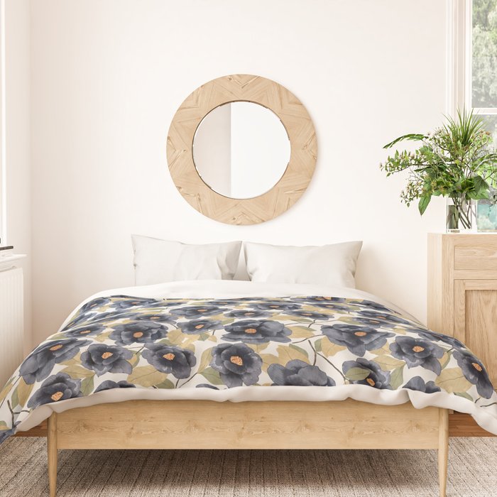 Blue watercolor roses Duvet Cover Gallery Image 3
