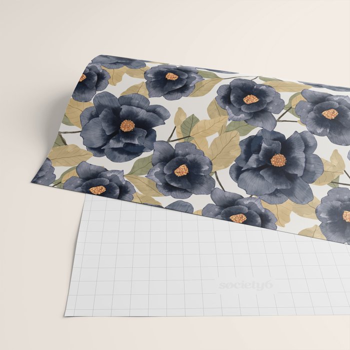 Blue watercolor roses Wrapping Paper Gallery Image 2