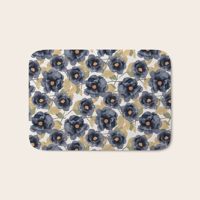Blue watercolor roses Bath Mat Gallery Image 1