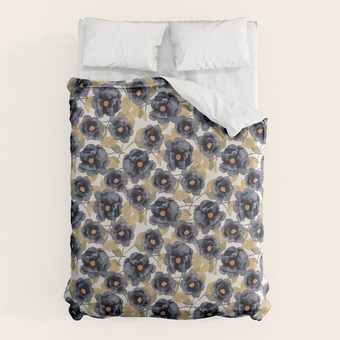 Blue watercolor roses Duvet Cover Gallery Image 6