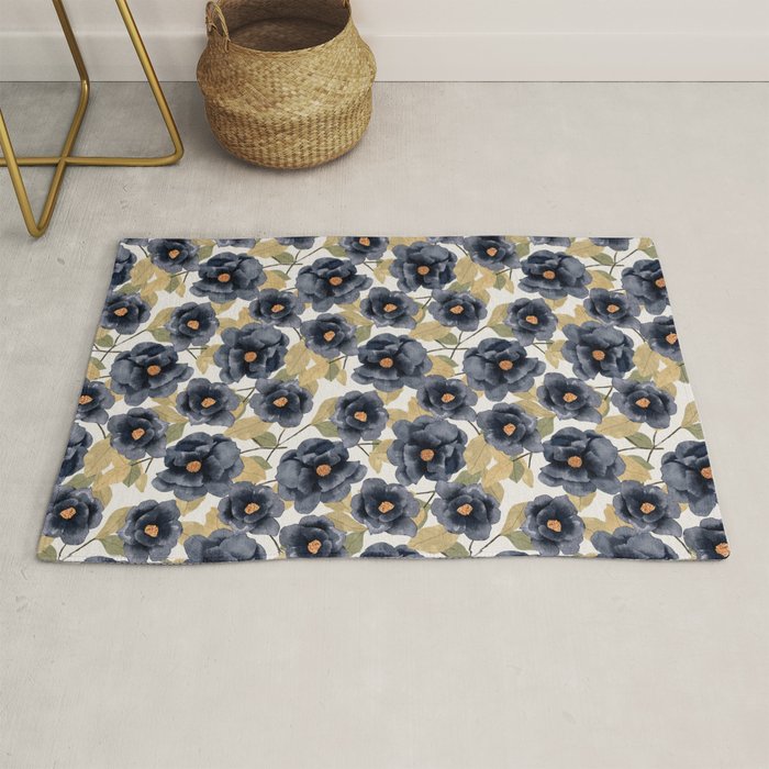 Blue watercolor roses Rug Gallery Image 1