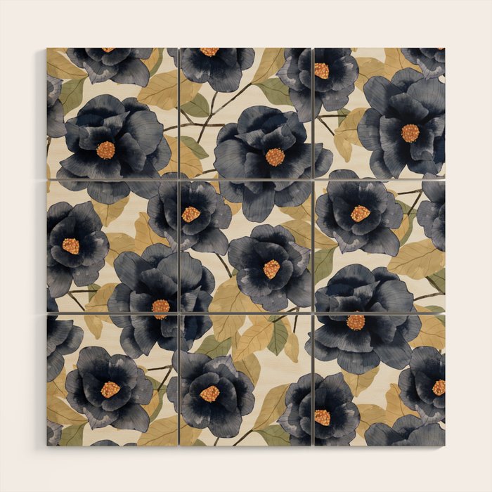 Blue watercolor roses Wood Wall Art Gallery Image 1