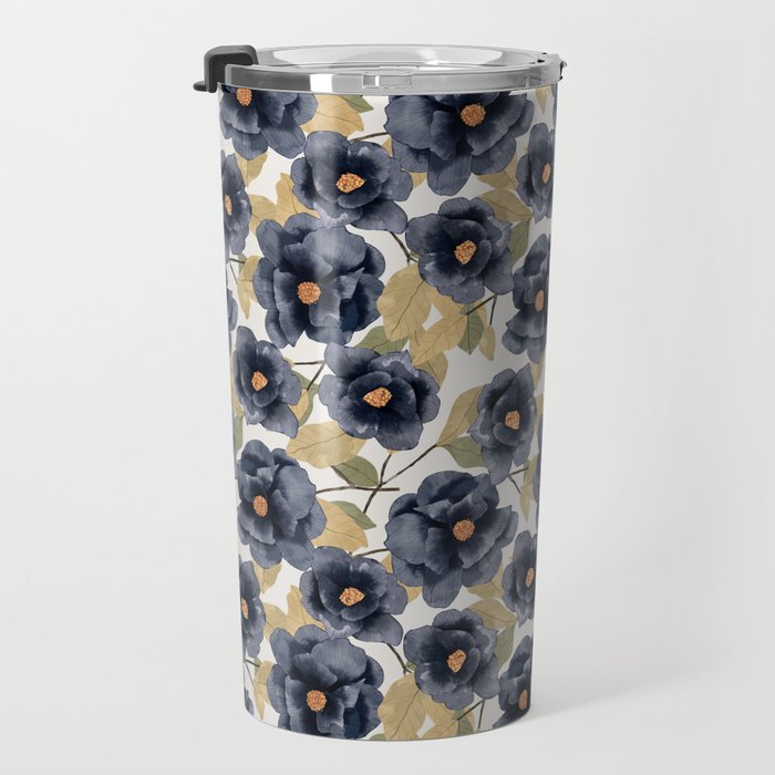 Blue watercolor roses Travel Mug Gallery Image 3
