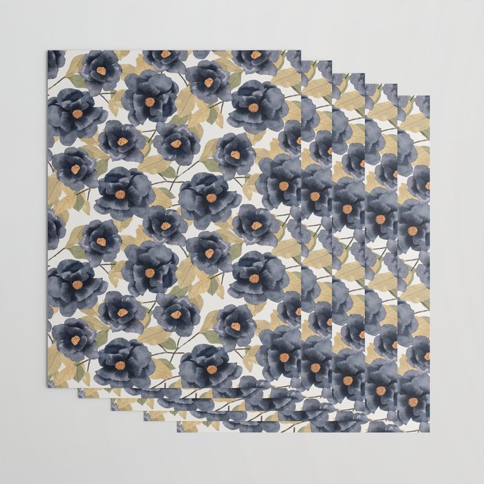 Blue watercolor roses Wrapping Paper Gallery Image 3