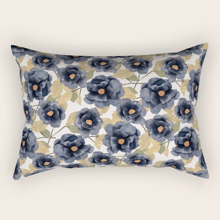 Blue watercolor roses Rectangular Pillow Gallery Image 1
