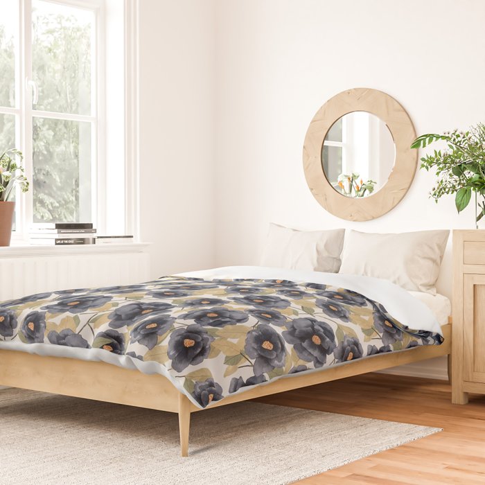 Blue watercolor roses Duvet Cover Gallery Image 2