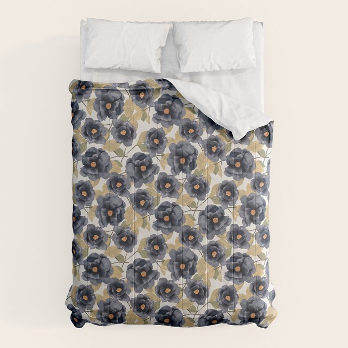Blue watercolor roses Comforter Gallery Image 6