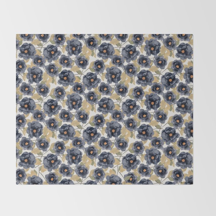 Blue watercolor roses Throw Blanket Gallery Image 2