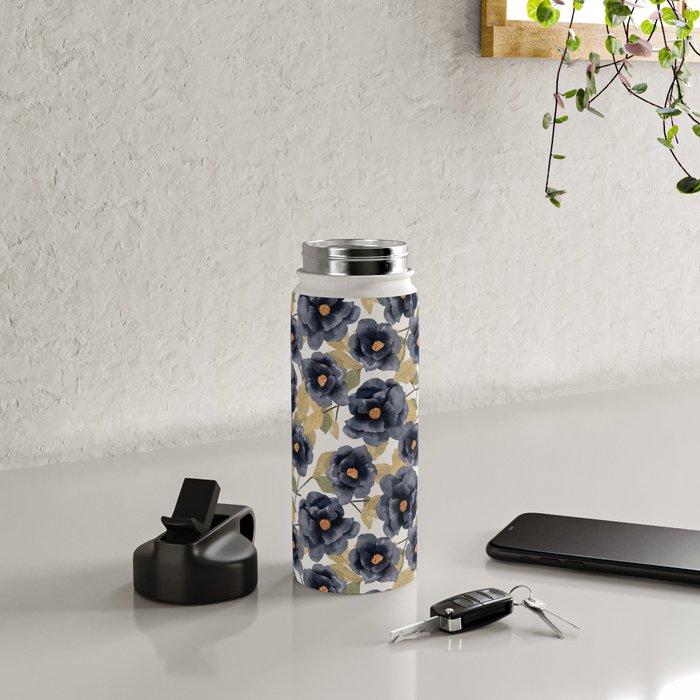 Blue watercolor roses Water Bottle Gallery Image 4