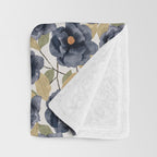 Blue watercolor roses Throw Blanket Gallery Image 3