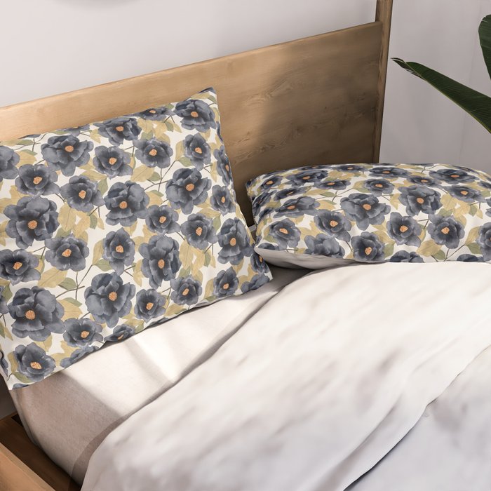 Blue watercolor roses Pillow Sham Gallery Image 2