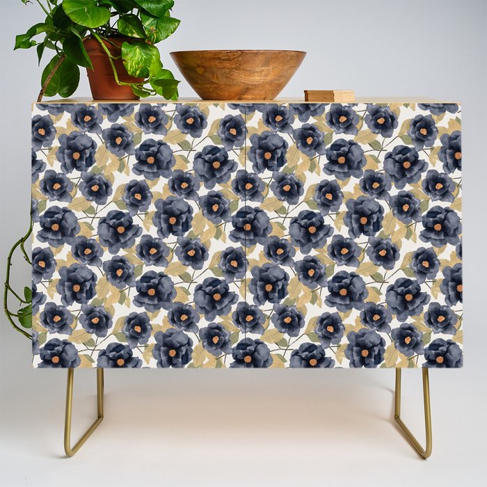 Blue watercolor roses Credenza Gallery Image 1