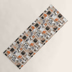 Purfect feline architecture // beige background cute cats in cardboard boxes Yoga Mat Gallery Image 1