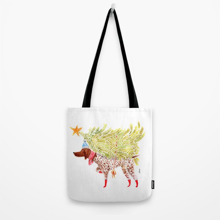 GSP german shorthaired pointer christmas tree holiday winter art  Tote Bag Gallery Image 2